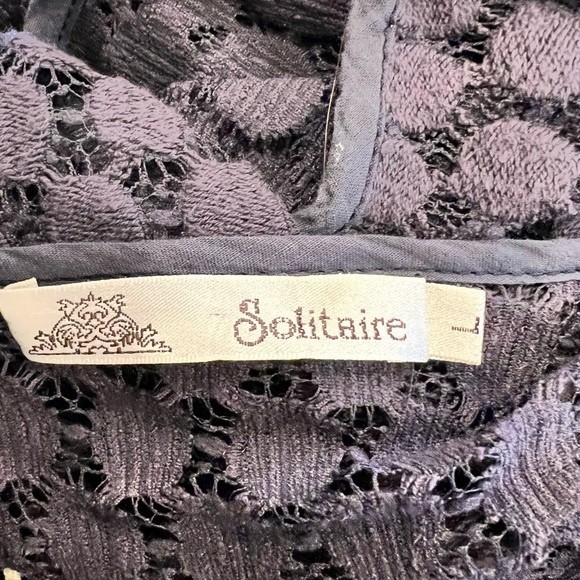 Solitaire Swim Cover Up Sz S Purple and cream tag shows large but it’s a small - Picture 7 of 7